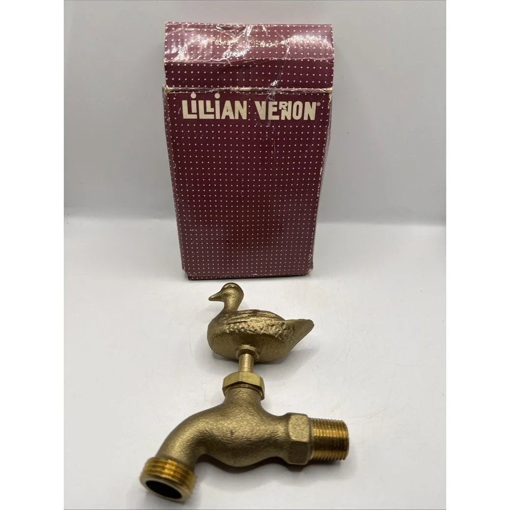 Brass Duck Faucet/Spigot-Outdoor Water Hose Connector Vintage Lillian Vernon NIB